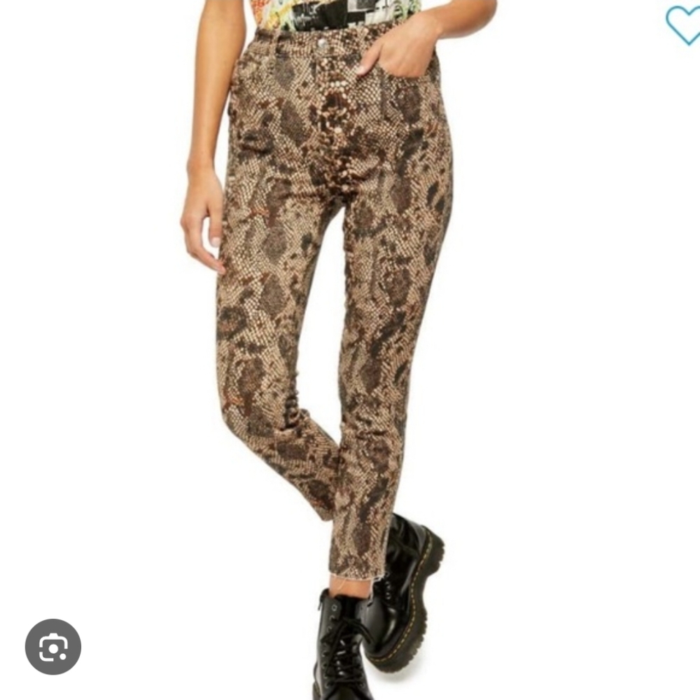 140-We The Free Snake Print Skinny Jeans - Brown and Black